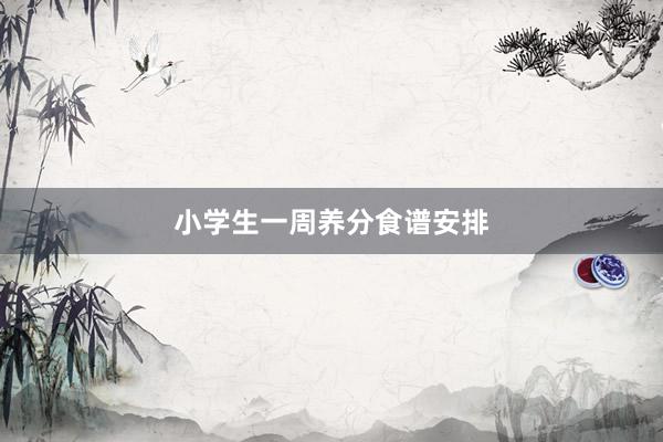 小学生一周养分食谱安排
